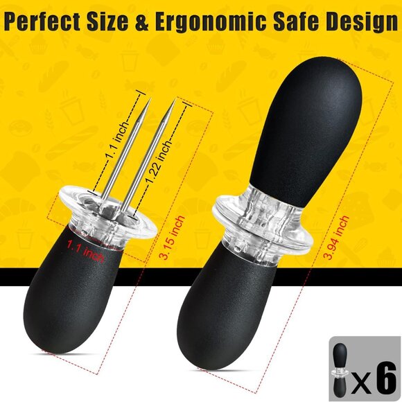 12 Pcs/6 Pairs Corn Holders, Stainless Steel Corn Cob Holders Corn on The Cob Sk - Picture 2 of 7